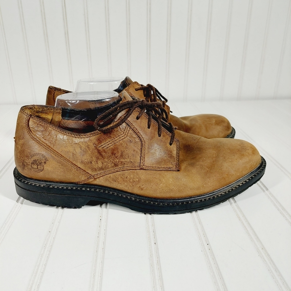 Timberland Men's 72521 Comfort Waterproof Leather Tan Lace Up Oxford Shoes A619 - Picture 6 of 14